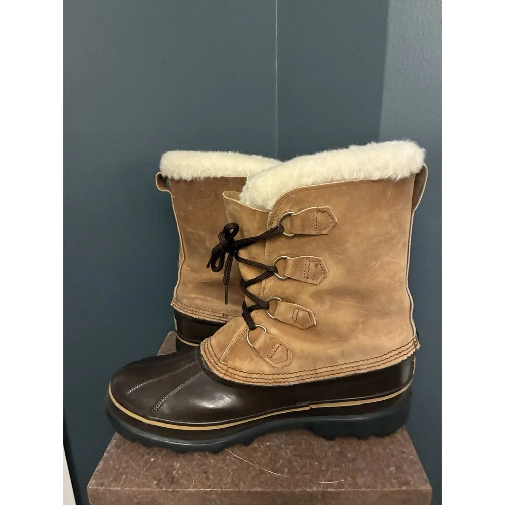 Vintage SOREL Caribou Duck Boots Men's Waterproof Leather Winter Snow Shearlined